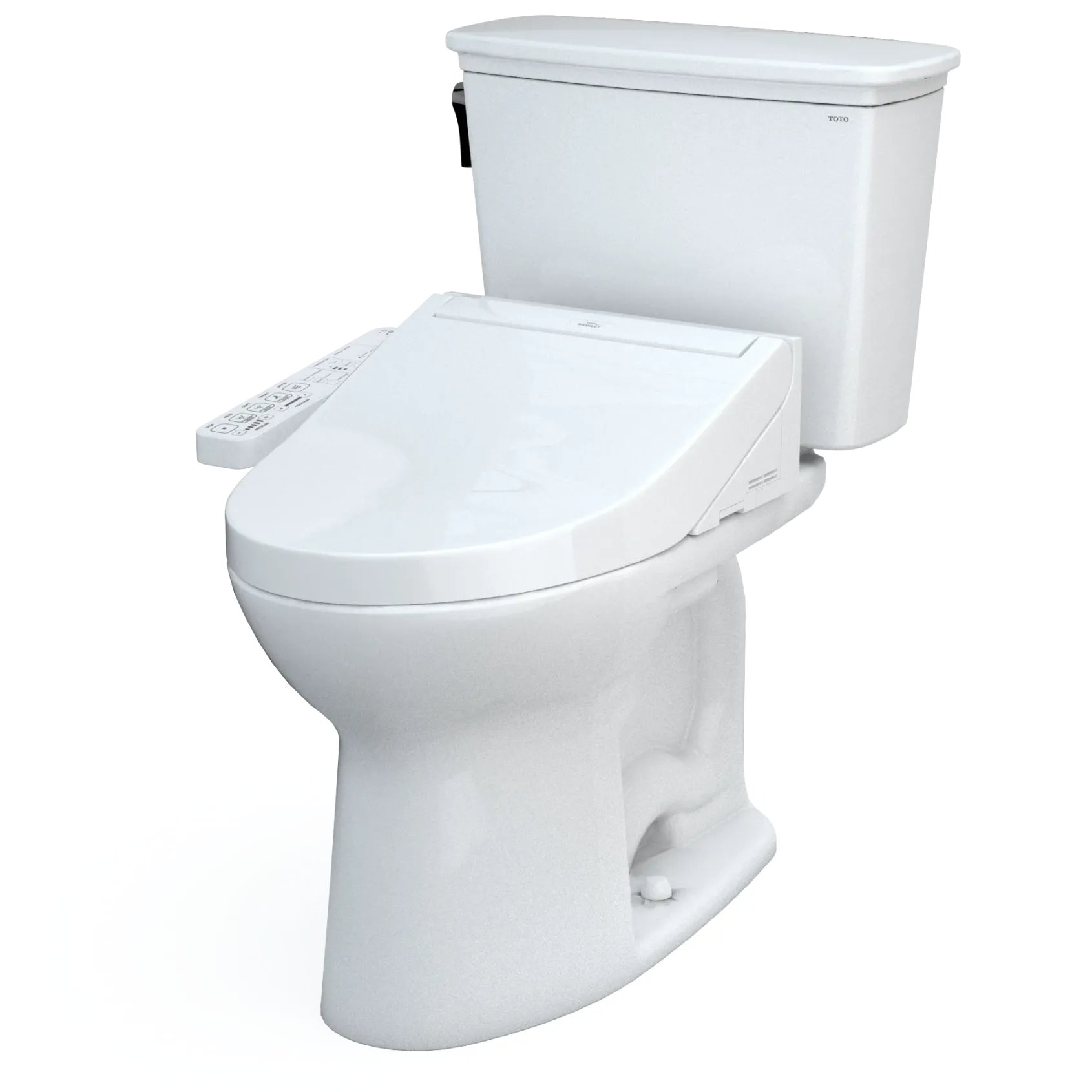 TOTO Drake Transitional WASHLET+ Two-Piece Elongated 1.28 GPF Universal Height TORNADO FLUSH Toilet with C2 Bidet Seat, Cotton White, Vitreous China, MW7863074CEFG.10#01