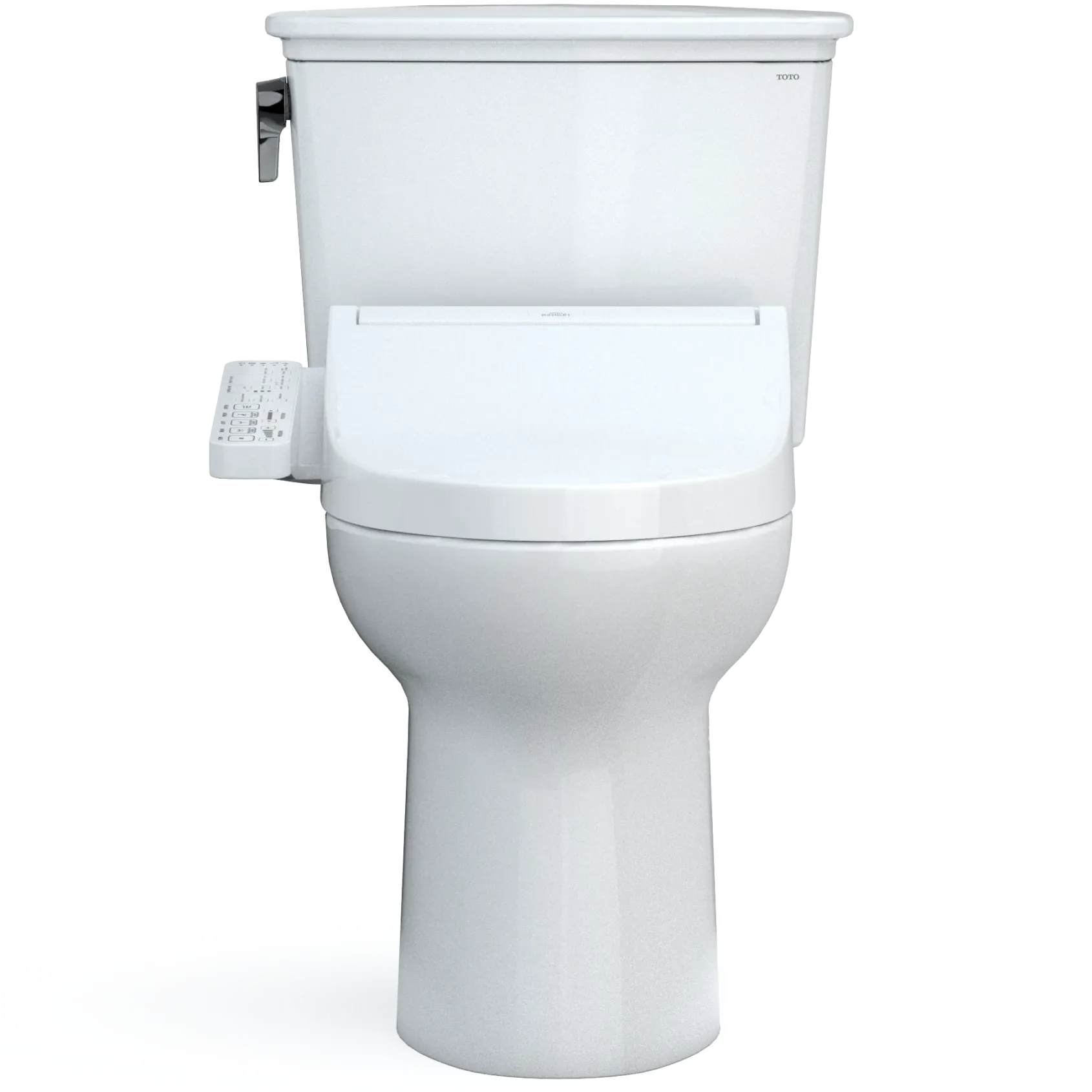 TOTO Drake Transitional WASHLET+ Two-Piece Elongated 1.28 GPF Universal Height TORNADO FLUSH Toilet with C2 Bidet Seat, Cotton White, Vitreous China, MW7863074CEFG.10#01