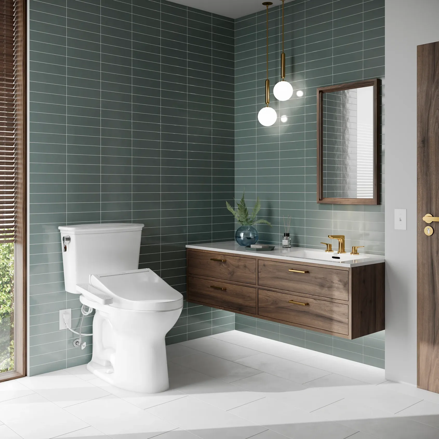 TOTO Drake Transitional WASHLET+ Two-Piece Elongated 1.28 GPF Universal Height TORNADO FLUSH Toilet with C2 Bidet Seat, Cotton White, Vitreous China, MW7863074CEFG.10#01