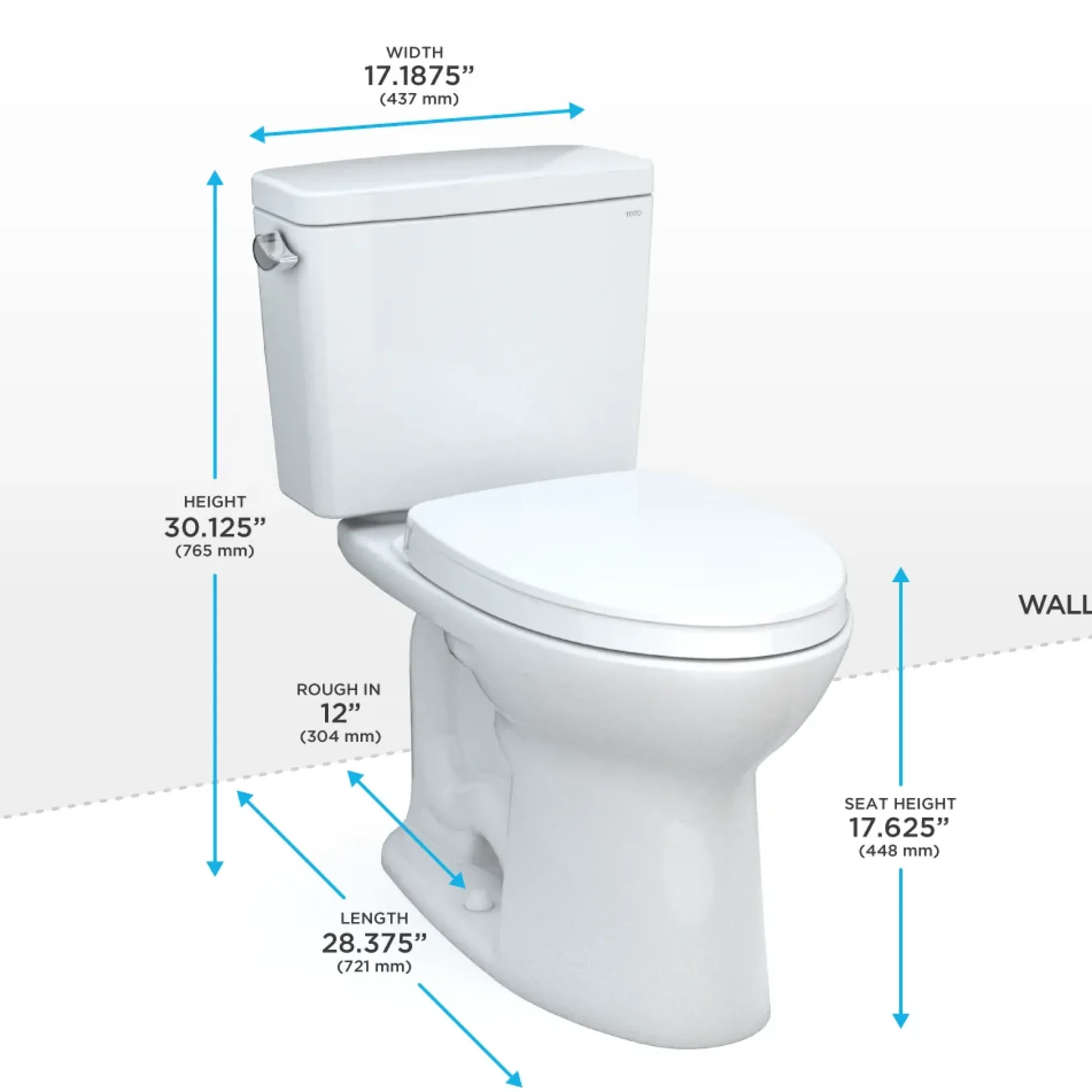 TOTO Drake Two-Piece Elongated 1.28 GPF Universal Height TORNADO FLUSH Toilet with CEFIONTECT and SoftClose Seat, WASHLET+ Ready, Cotton White, Vitreous China, MS776124CEFG#01