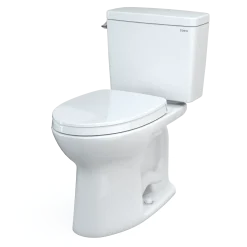 TOTO Drake Two-Piece Elongated 1.28 GPF Universal Height TORNADO FLUSH Toilet with 10 Inch Rough-In, CEFIONTECT, and SoftClose Seat, WASHLET+ Ready, Cotton White, Vitreous China, MS776124CEFG.10#01