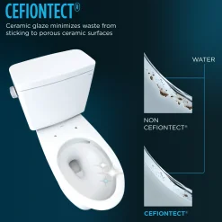 TOTO Drake Two-Piece Elongated 1.28 GPF TORNADO FLUSH Toilet with CEFIONTECT and Right-Hand Trip Lever, Cotton White, Vitreous China, CST776CERG#01