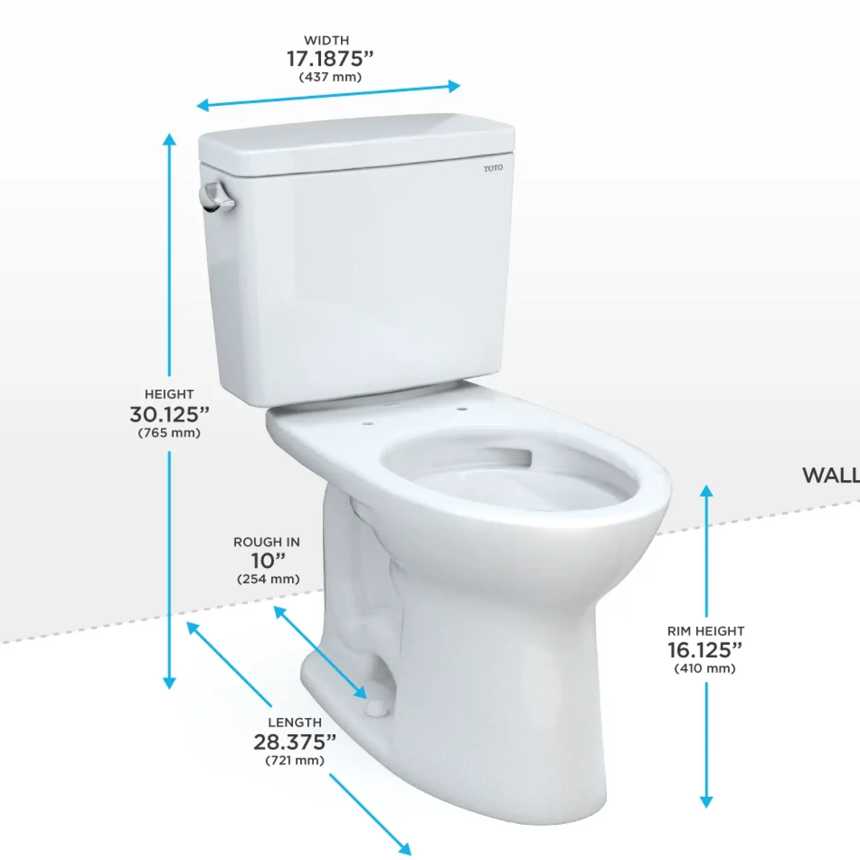 TOTO Drake Two-Piece Elongated 1.28 GPF Universal Height TORNADO FLUSH Toilet with CEFIONTECT and 10 Inch Rough-In, Cotton White, Vitreous China, CST776CEFG.10#01