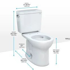 TOTO Drake Two-Piece Round 1.28 GPF Universal Height TORNADO FLUSH Toilet with CEFIONTECT, Ebony, Vitreous China, CST775CEF#51
