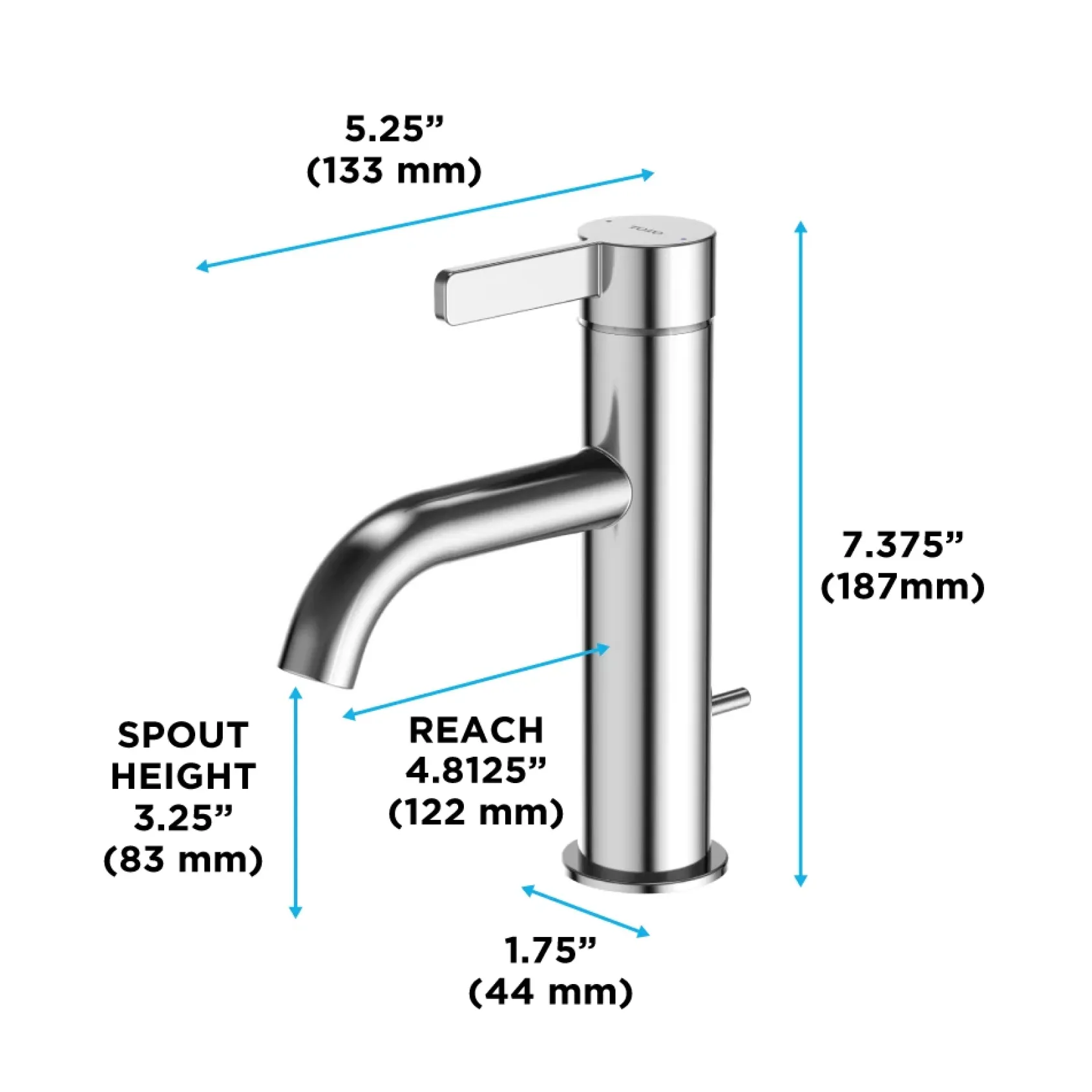 TOTO GF Series 1.2 GPM Single Handle Bathroom Sink Faucet with COMFORT GLIDE Technology and Drain Assembly, Polished Nickel, Stainless Steel, TLG11301U#PN