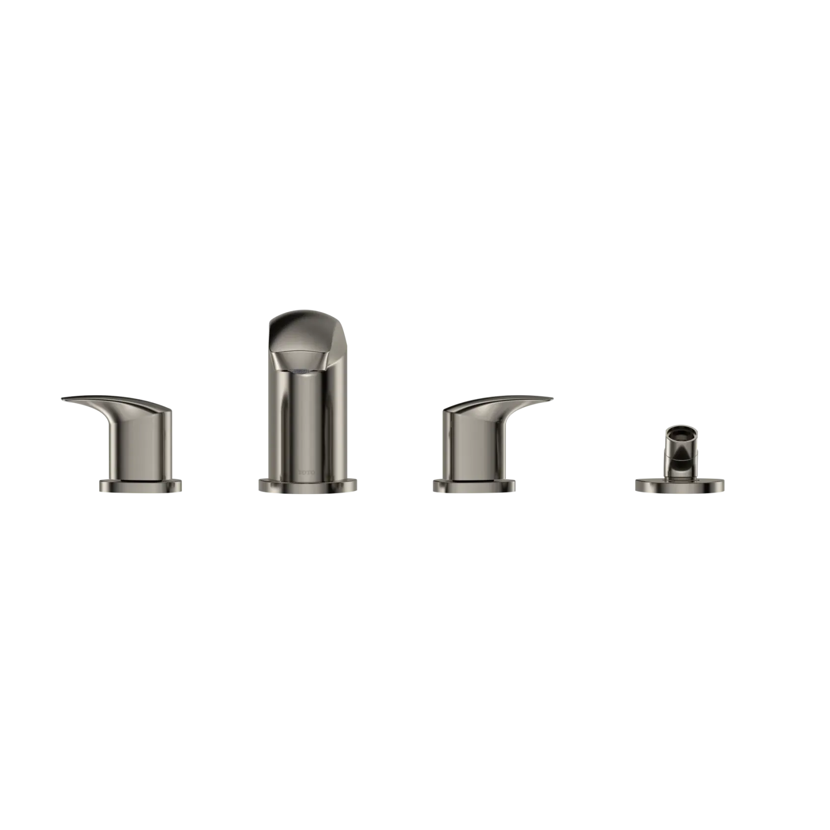 TOTO GM Two-Handle Deck-Mount Roman Tub Filler Trim with Handshower, Polished Nickel, Brass, TBG09202U#PN