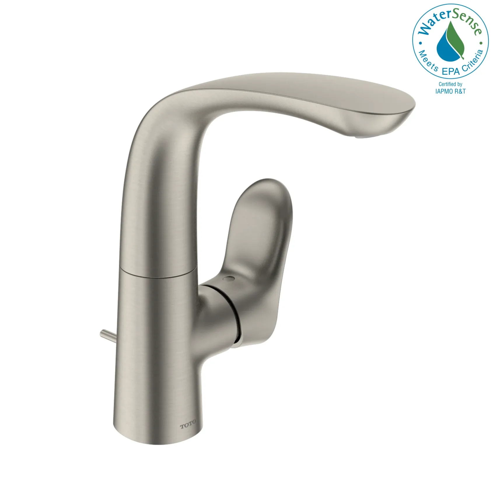 TOTO GO 1.2 GPM Single Side-Handle Bathroom Sink Faucet with COMFORT GLIDE Technology and Drain Assembly, Brushed Nickel, Brass, TLG01309U#BN