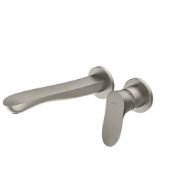 TOTO GO 1.2 GPM Wall-Mount Single-Handle L Bathroom Faucet with COMFORT GLIDE Technology, Brushed Nickel, Brass, TLG01311UA#BN