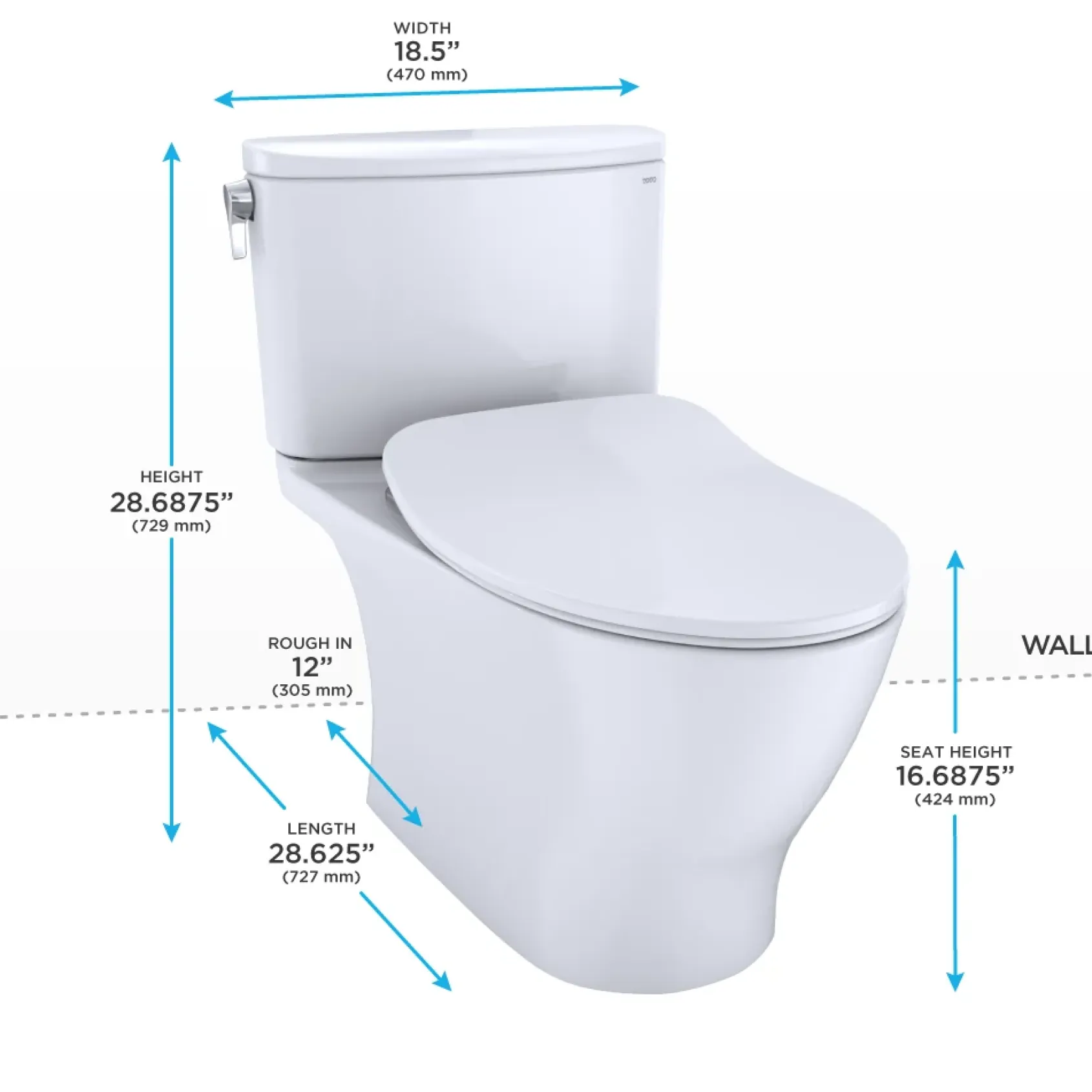 TOTO Nexus Two-Piece Elongated 1.28 GPF Universal Height Toilet with CEFIONTECT and SS234 SoftClose Seat, WASHLET+ Ready, Cotton White, Vitreous China, MS442234CEFG#01