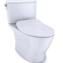 TOTO Nexus Two-Piece Elongated 1.28 GPF Universal Height Toilet with CEFIONTECT and SS234 SoftClose Seat, WASHLET+ Ready, Cotton White, Vitreous China, MS442234CEFG#01