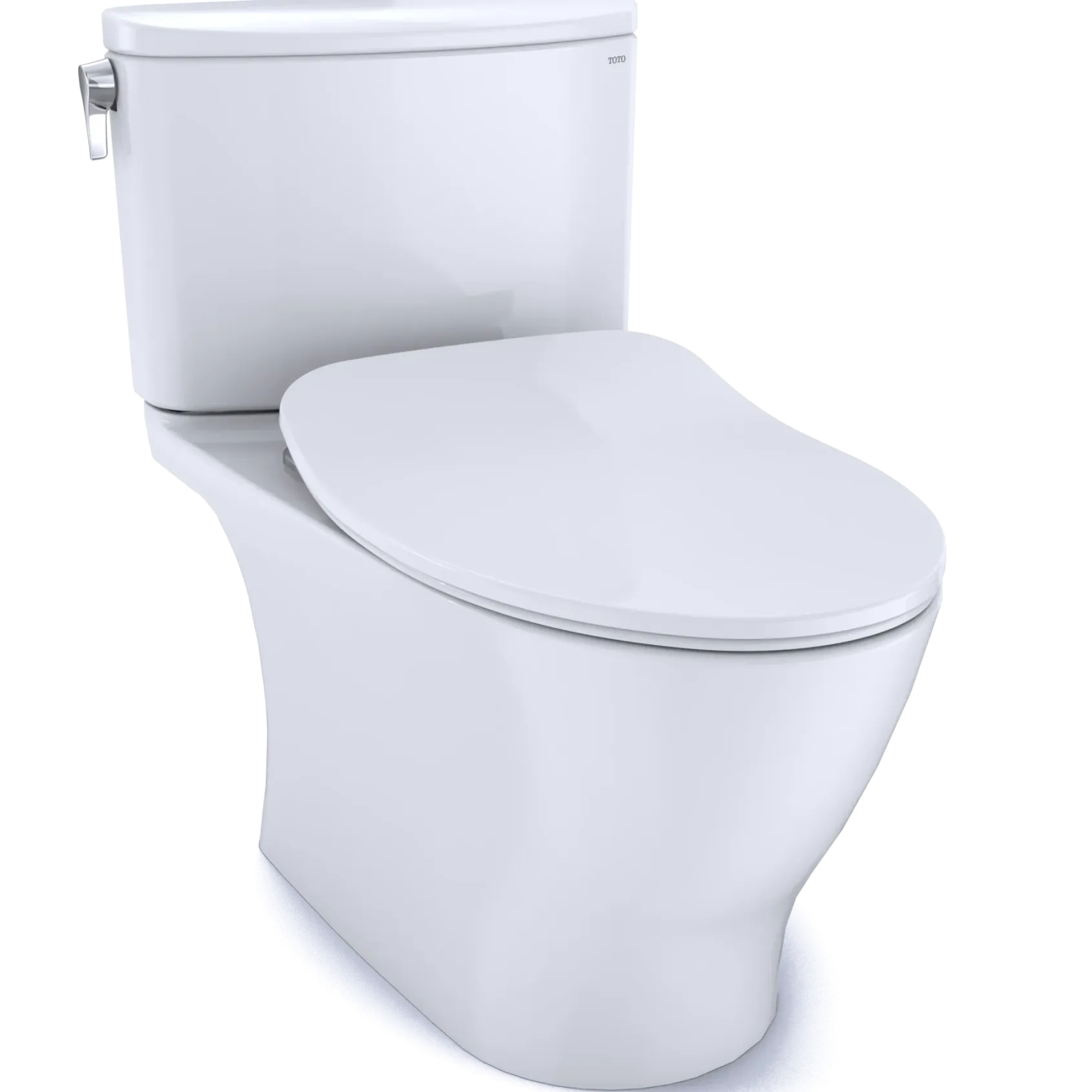 TOTO Nexus Two-Piece Elongated 1.28 GPF Universal Height Toilet with CEFIONTECT and SS234 SoftClose Seat, WASHLET+ Ready, Cotton White, Vitreous China, MS442234CEFG#01