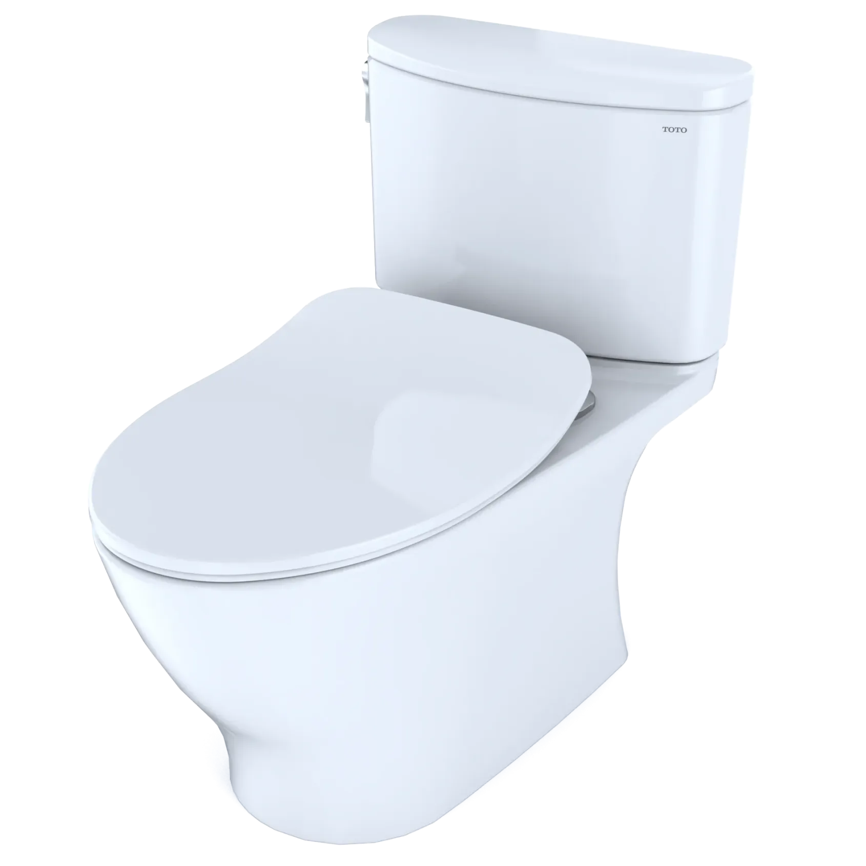 TOTO Nexus Two-Piece Elongated 1.28 GPF Universal Height Toilet with CEFIONTECT and SS234 SoftClose Seat, WASHLET+ Ready, Cotton White, Vitreous China, MS442234CEFG#01