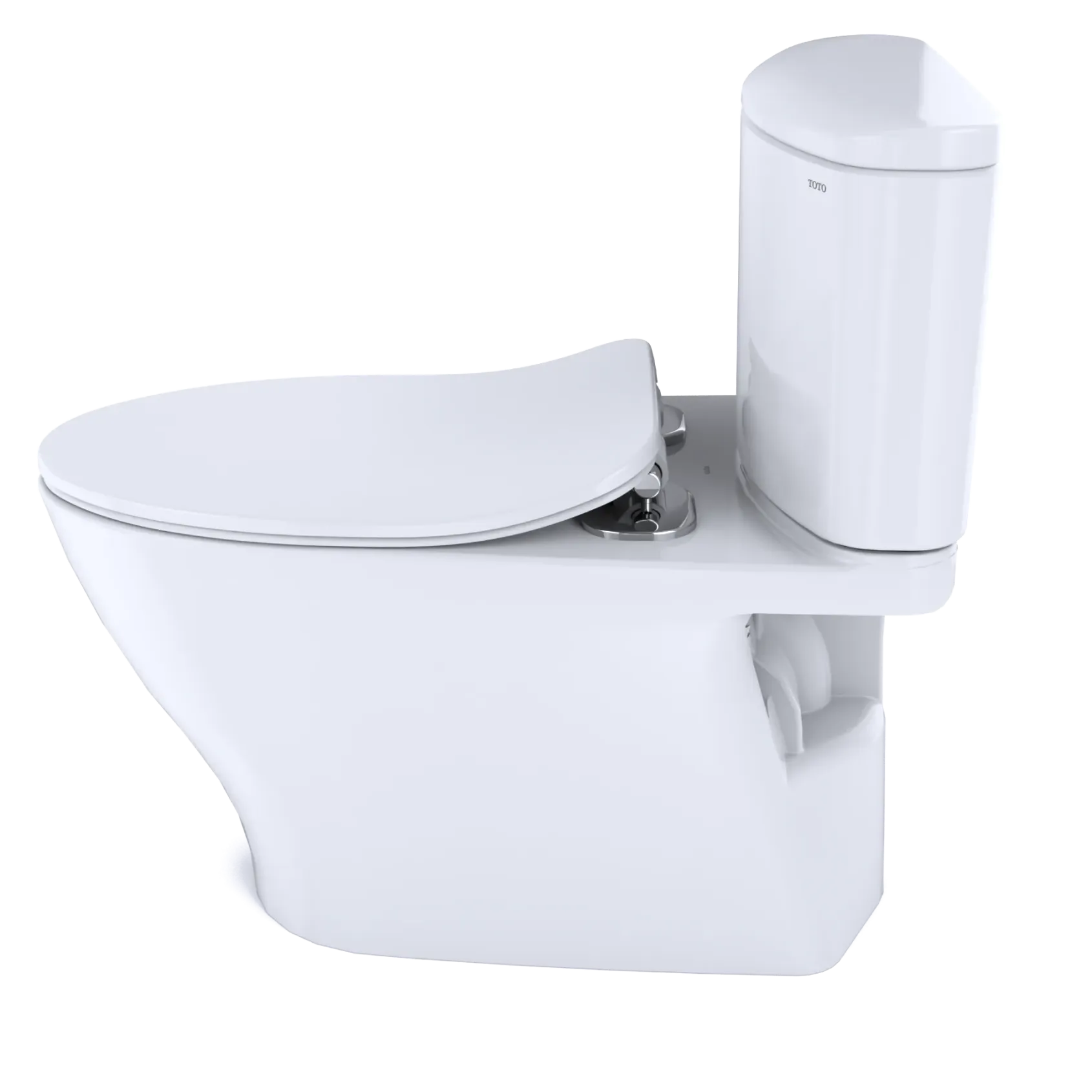 TOTO Nexus Two-Piece Elongated 1.28 GPF Universal Height Toilet with CEFIONTECT and SS234 SoftClose Seat, WASHLET+ Ready, Cotton White, Vitreous China, MS442234CEFG#01