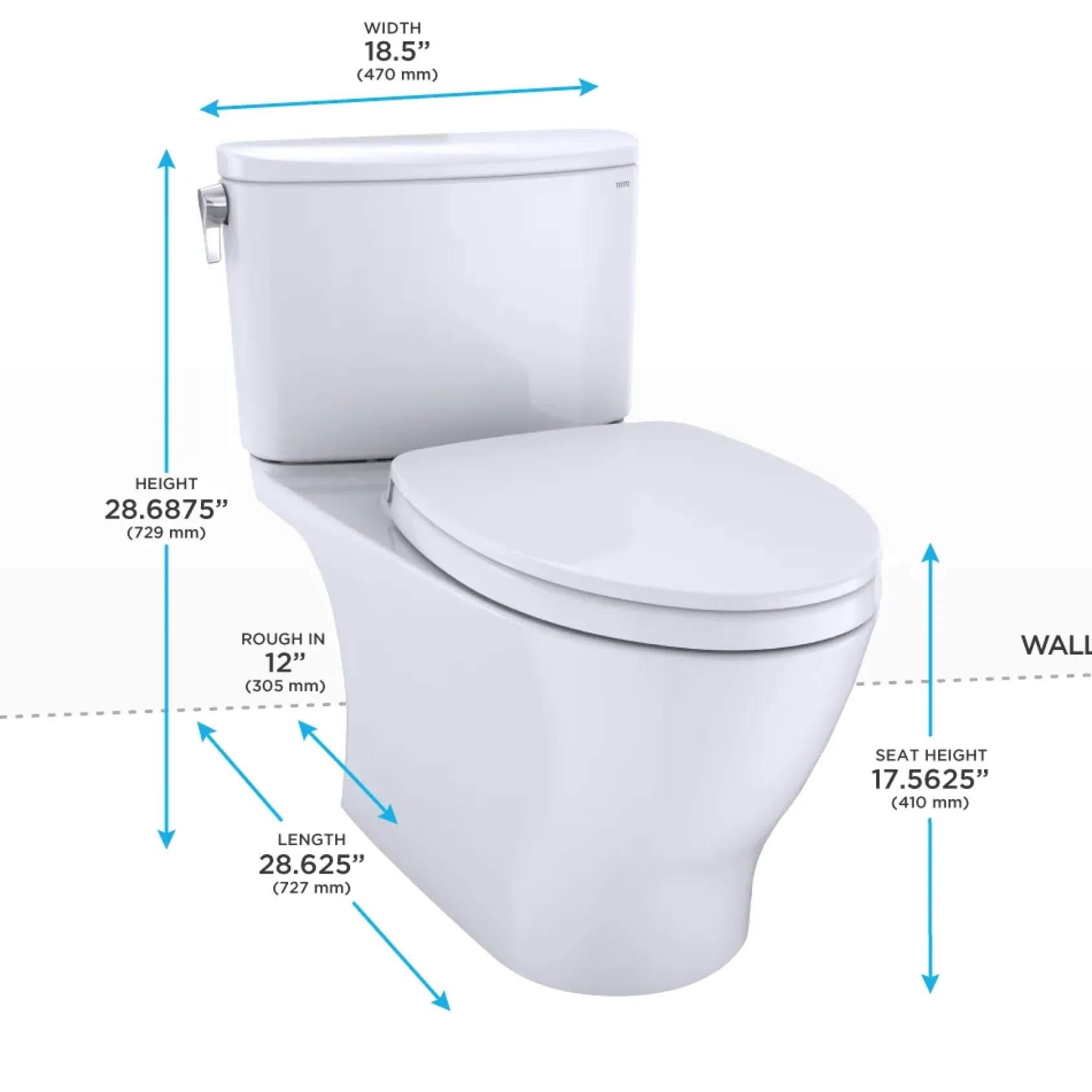TOTO Nexus Two-Piece Elongated 1.28 GPF Universal Height Toilet with CEFIONTECT and SS124 SoftClose Seat, WASHLET+ Ready, Cotton White, Vitreous China, MS442124CEFG#01