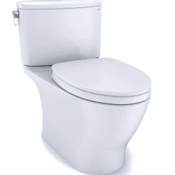 TOTO Nexus Two-Piece Elongated 1.28 GPF Universal Height Toilet with CEFIONTECT and SS124 SoftClose Seat, WASHLET+ Ready, Cotton White, Vitreous China, MS442124CEFG#01