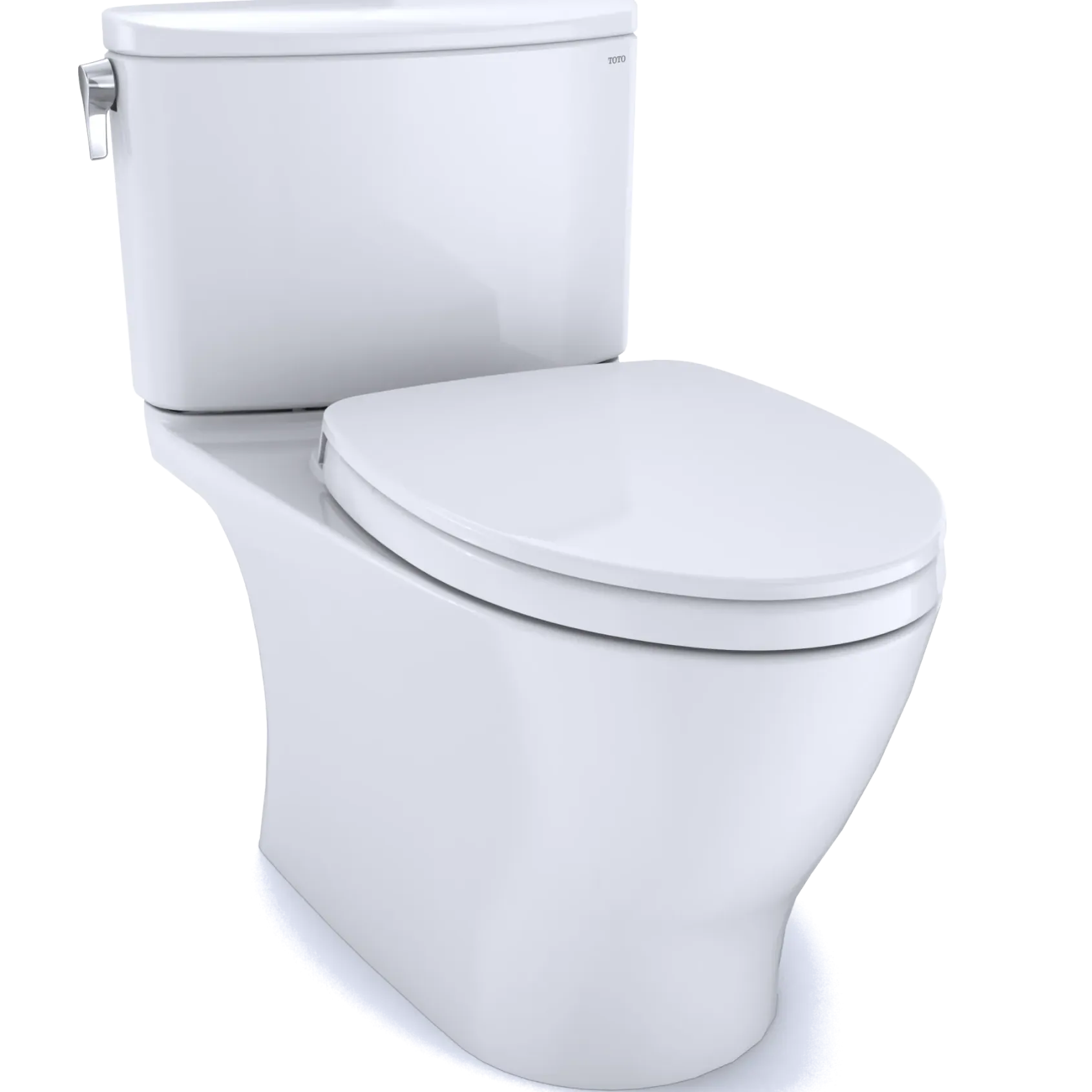 TOTO Nexus Two-Piece Elongated 1.28 GPF Universal Height Toilet with CEFIONTECT and SS124 SoftClose Seat, WASHLET+ Ready, Cotton White, Vitreous China, MS442124CEFG#01