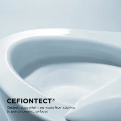TOTO Nexus Two-Piece Elongated 1.28 GPF Universal Height Toilet with CEFIONTECT and SS124 SoftClose Seat, WASHLET+ Ready, Cotton White, Vitreous China, MS442124CEFG#01