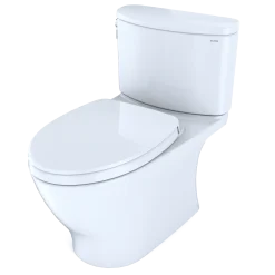TOTO Nexus Two-Piece Elongated 1.28 GPF Universal Height Toilet with CEFIONTECT and SS124 SoftClose Seat, WASHLET+ Ready, Cotton White, Vitreous China, MS442124CEFG#01