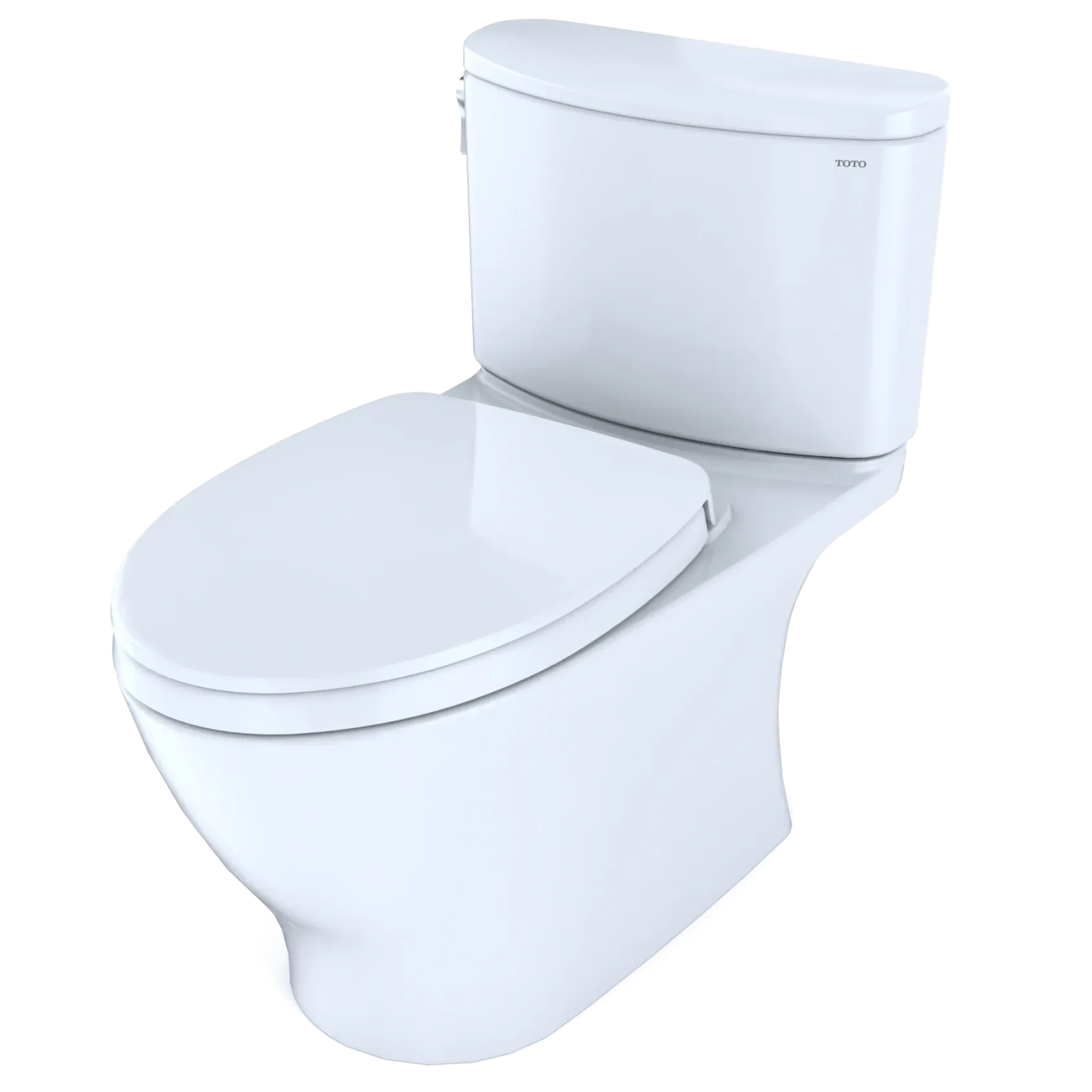 TOTO Nexus Two-Piece Elongated 1.28 GPF Universal Height Toilet with CEFIONTECT and SS124 SoftClose Seat, WASHLET+ Ready, Cotton White, Vitreous China, MS442124CEFG#01