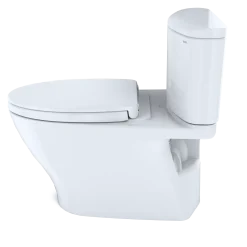 TOTO Nexus Two-Piece Elongated 1.28 GPF Universal Height Toilet with CEFIONTECT and SS124 SoftClose Seat, WASHLET+ Ready, Cotton White, Vitreous China, MS442124CEFG#01
