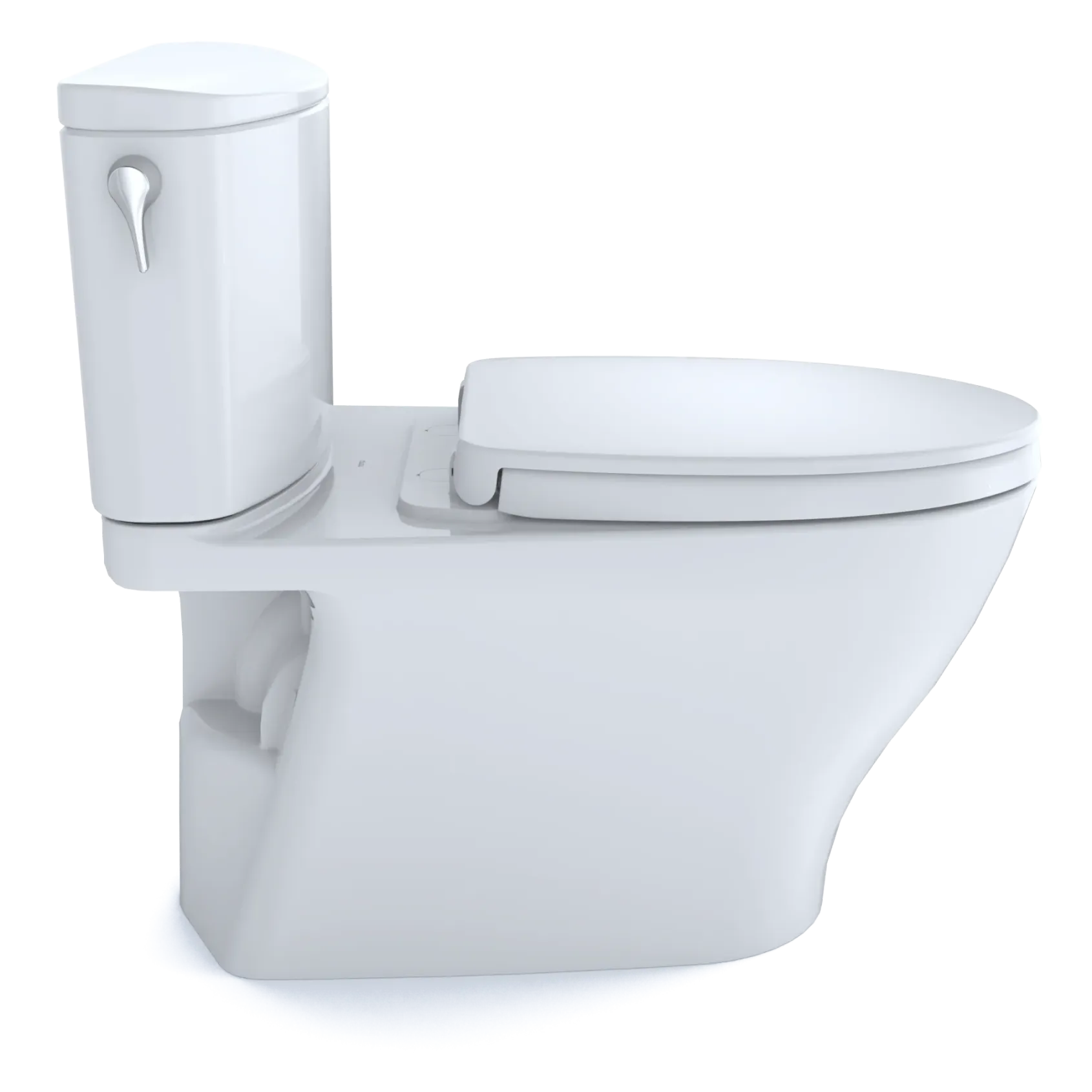 TOTO Nexus Two-Piece Elongated 1.28 GPF Universal Height Toilet with CEFIONTECT and SS124 SoftClose Seat, WASHLET+ Ready, Cotton White, Vitreous China, MS442124CEFG#01