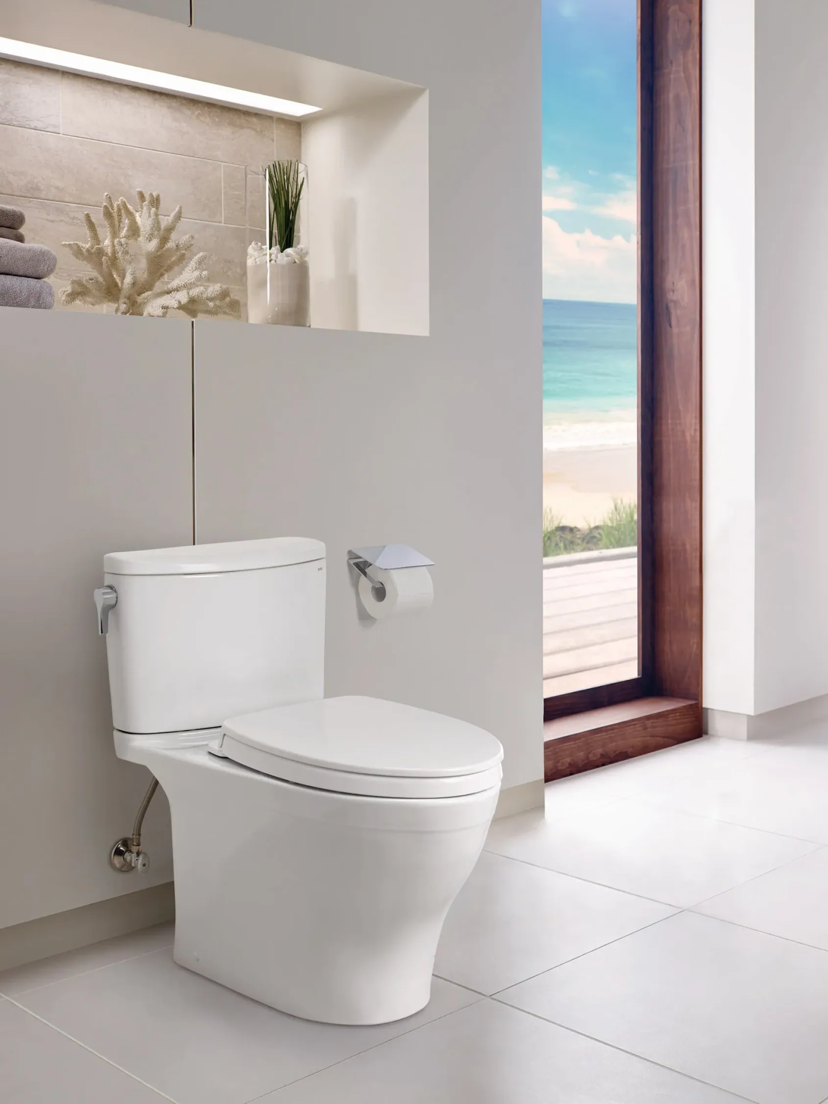 TOTO Nexus Two-Piece Elongated 1.28 GPF Universal Height Toilet with SS124 SoftClose Seat, WASHLET+ Ready, Ebony, Vitreous China, MS442124CEF#51