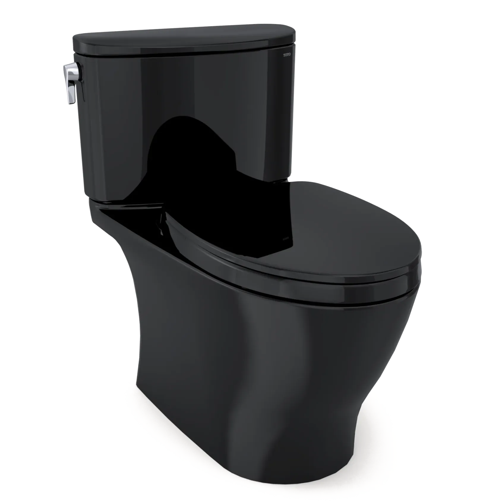 TOTO Nexus Two-Piece Elongated 1.28 GPF Universal Height Toilet with SS124 SoftClose Seat, WASHLET+ Ready, Ebony, Vitreous China, MS442124CEF#51