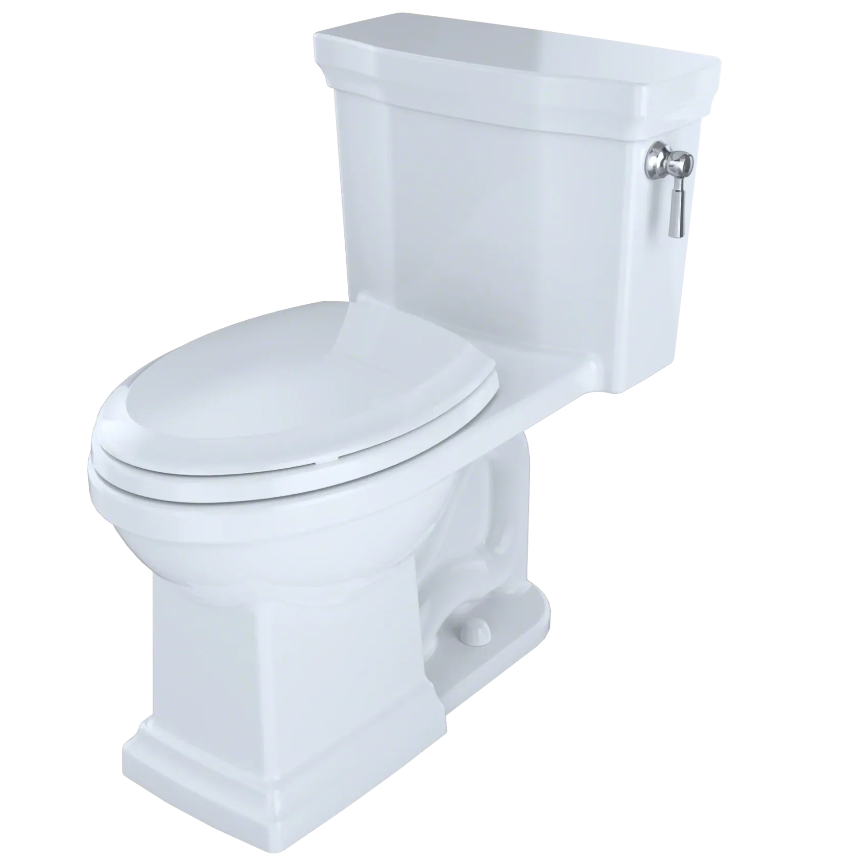 TOTO Promenade II 1G One-Piece Elongated 1.0 GPF Universal Height Toilet with CEFIONTECT and Right-Hand Trip Lever, Cotton White, Vitreous China, MS814224CUFRG#01