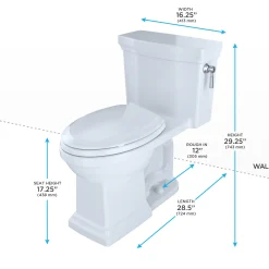 TOTO Promenade II 1G One-Piece Elongated 1.0 GPF Universal Height Toilet with CEFIONTECT and Right-Hand Trip Lever, Cotton White, Vitreous China, MS814224CUFRG#01