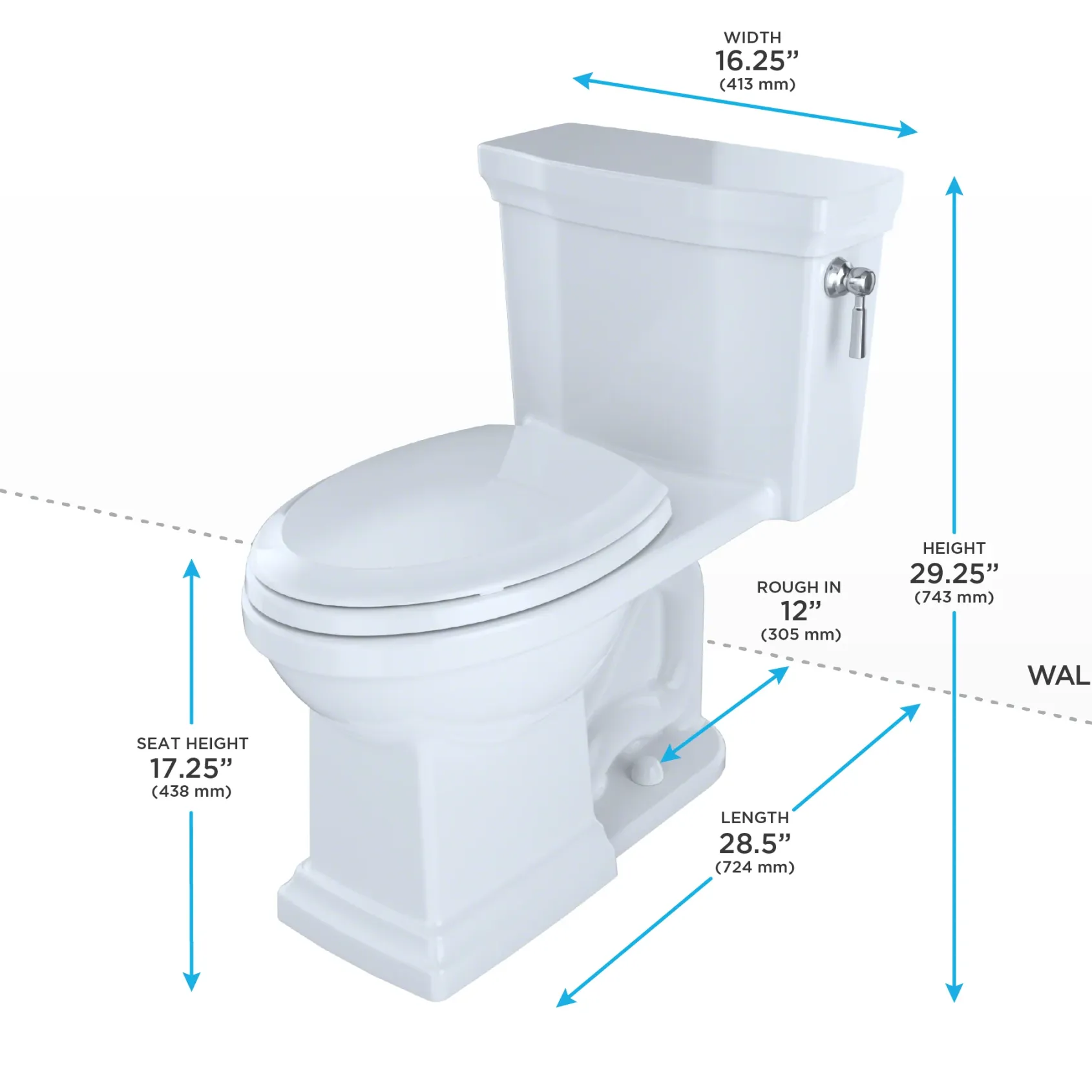 TOTO Promenade II 1G One-Piece Elongated 1.0 GPF Universal Height Toilet with CEFIONTECT and Right-Hand Trip Lever, Cotton White, Vitreous China, MS814224CUFRG#01