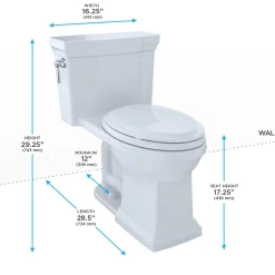 TOTO Promenade II One-Piece Elongated 1.28 GPF Universal Height Toilet with CEFIONTECT, Bone, Vitreous China, MS814224CEFG#03