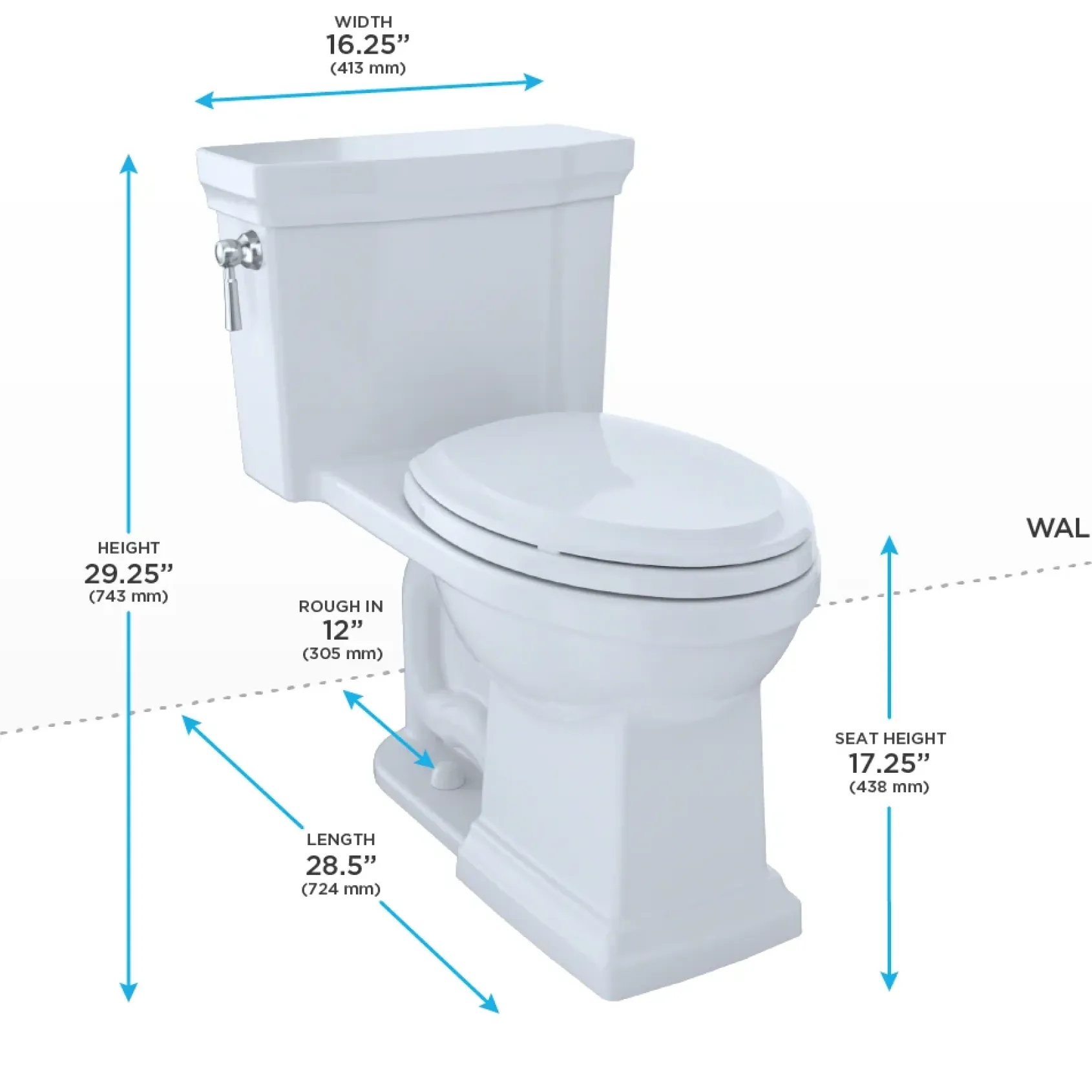 TOTO Promenade II One-Piece Elongated 1.28 GPF Universal Height Toilet with CEFIONTECT, Bone, Vitreous China, MS814224CEFG#03