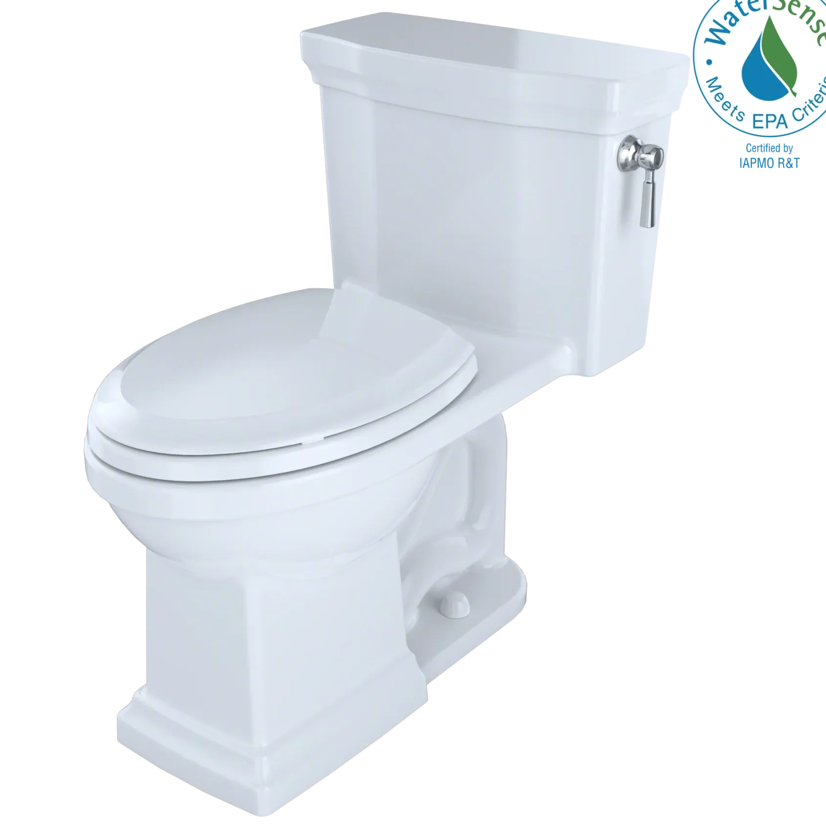 TOTO Promenade II One-Piece Elongated 1.28 GPF Universal Height Toilet with CEFIONTECT and Right-Hand Trip Lever, Cotton White, Vitreous China, MS814224CEFRG#01