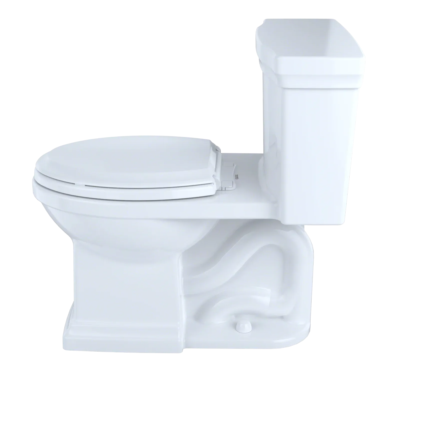 TOTO Promenade II One-Piece Elongated 1.28 GPF Universal Height Toilet with CEFIONTECT and Right-Hand Trip Lever, Cotton White, Vitreous China, MS814224CEFRG#01