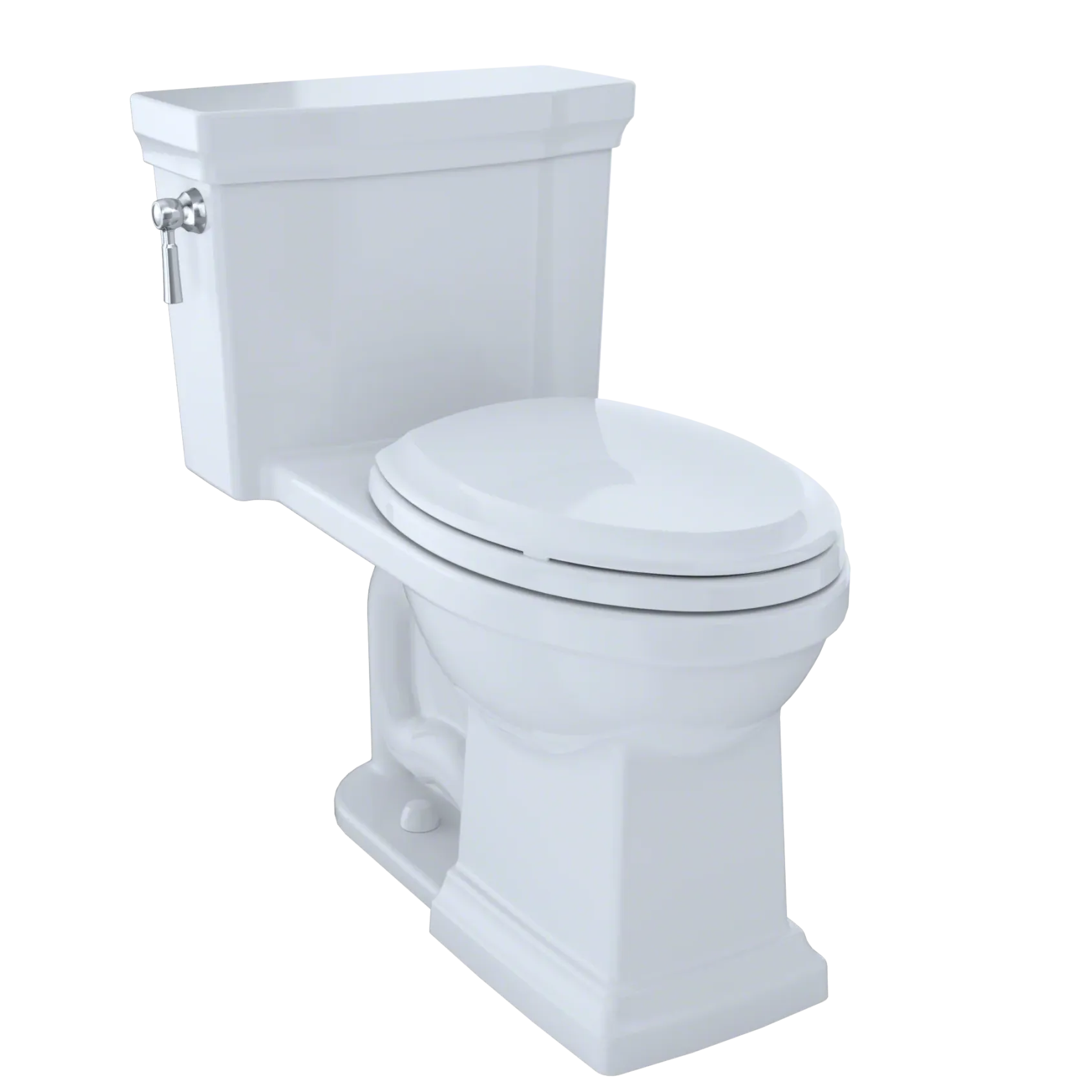 TOTO Promenade II One-Piece Elongated 1.28 GPF Universal Height Toilet with CEFIONTECT and Right-Hand Trip Lever, Cotton White, Vitreous China, MS814224CEFRG#01
