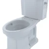 TOTO Promenade II Two-Piece Elongated 1.28 GPF Universal Height Toilet with CEFIONTECT and Right-Hand Trip Lever, Cotton White, Vitreous China, CST404CEFRG#01