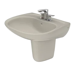 TOTO Prominence Oval Wall-Mount Bathroom Sink with CEFIONTECT and Shroud for 4 Inch Center Faucets, Bone, Vitreous China, LHT242.4G#03