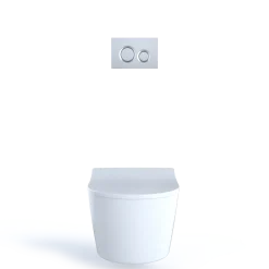 TOTO RP Wall-Hung D-Shape Toilet and DuoFit In-Wall 1.28 and 0.9 GPF Dual-Flush Tank System with Copper Supply, Matte Silver, Vitreous China|Steel|Plastic, CWT447247CMFG#MS