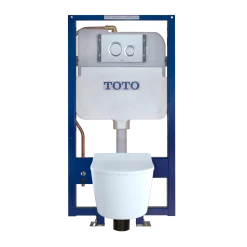 TOTO RP Wall-Hung D-Shape Toilet and DuoFit In-Wall 1.28 and 0.9 GPF Dual-Flush Tank System with Copper Supply, Matte Silver, Vitreous China|Steel|Plastic, CWT447247CMFG#MS