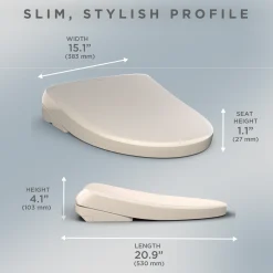 TOTO S7A WASHLET Electronic Bidet Toilet Seat with EWATER+ Bowl and Wand Cleaning, Auto Open and Close Contemporary Lid, Elongated, Sedona Beige, Plastic, SW4736#12