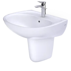 TOTO Supreme Oval Wall-Mount Bathroom Sink with CeFiONtect and Shroud for Single Hole Faucets, Cotton White, Vitreous China, LHT241G#01