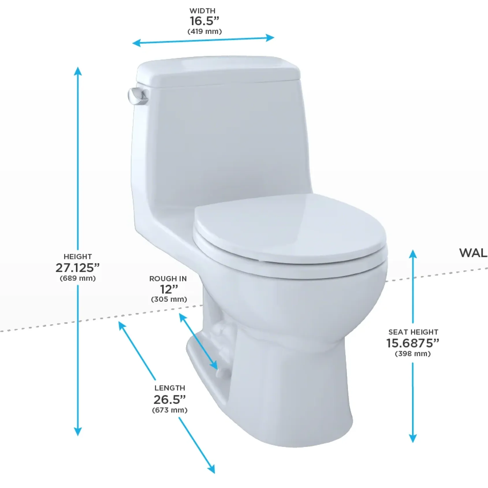 TOTO UltraMax One-Piece Round Bowl 1.6 GPF Toilet, Cotton White, Vitreous China, MS853113S#01