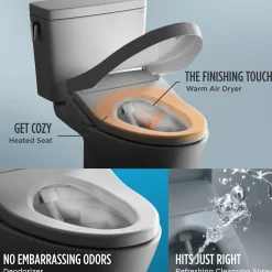 TOTO WASHLET K300 Electronic Bidet Toilet Seat with Instantaneous Water Heating, PREMIST and EWATER+ Wand Cleaning, Elongated, Cotton White, Plastic, SW3036R#01