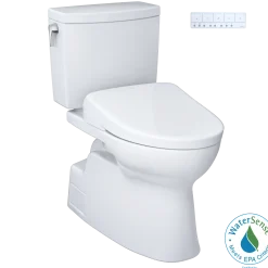 TOTO WASHLET+ Vespin II 1G Two-Piece Elongated 1.0 GPF Toilet with Auto Flush WASHLET+ S7A Contemporary Bidet Seat, Cotton White, Vitreous China|Plastic, MW4744736CUFGA#01