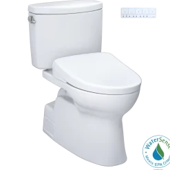 TOTO WASHLET+ Vespin II Two-Piece Elongated 1.28 GPF Toilet with Auto Flush WASHLET+ S7 Contemporary Bidet Seat, Cotton White, Vitreous China|Plastic, MW4744726CEFGA#01